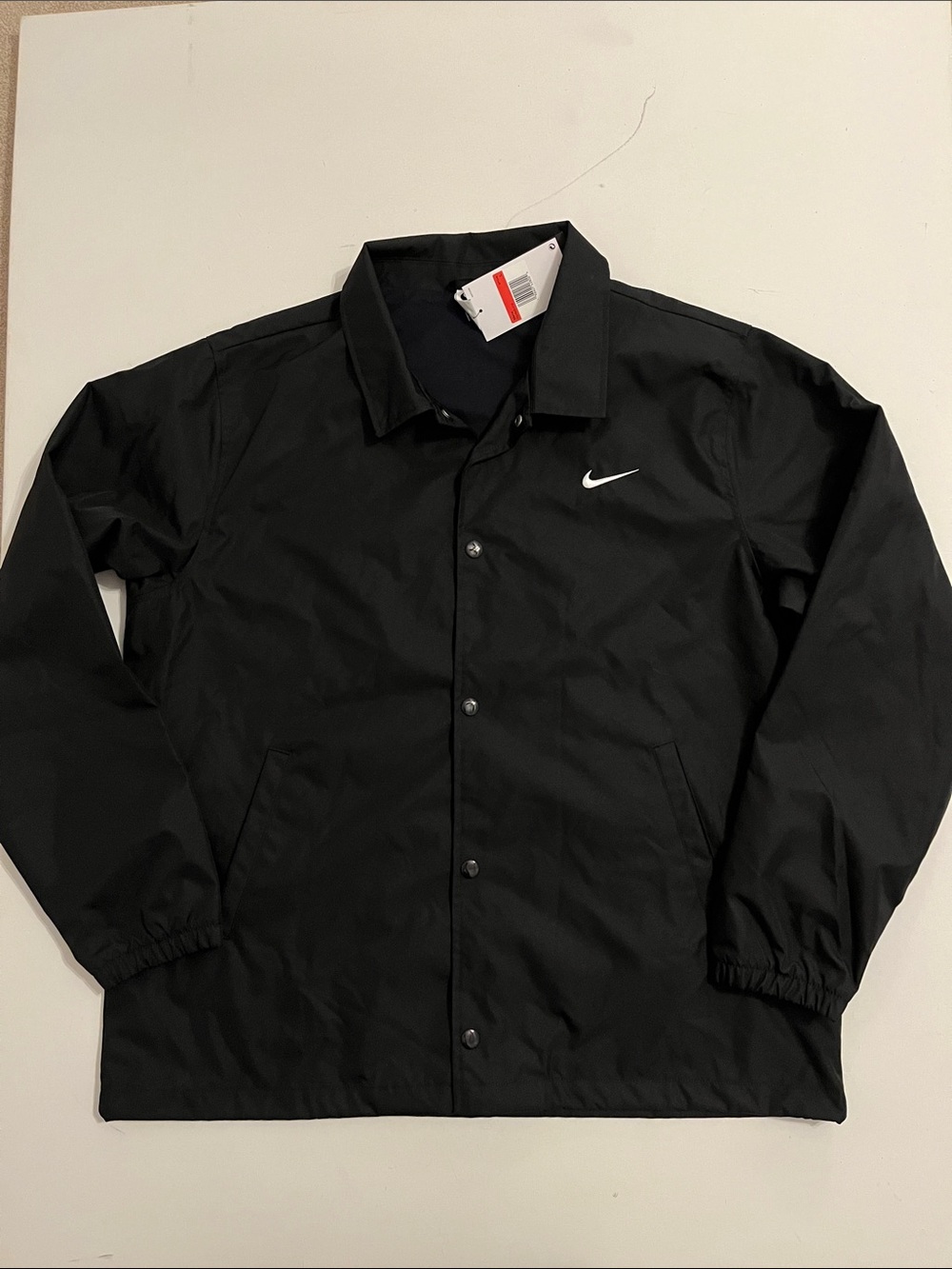Nike Coaches Jacket Men's L Black Snap Button Up Wind Breaker FD7843 NWT
